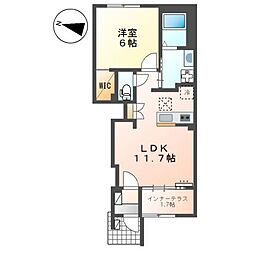 ディモーラ 1階1LDKの間取り