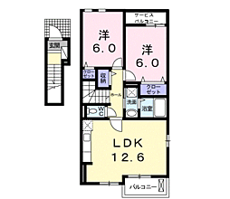 セレーノ光II 2階2LDKの間取り