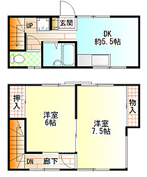 東町テラスハウス 1階2DKの間取り