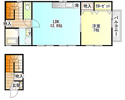 コンフォートプレジオ 2階1LDKの間取り