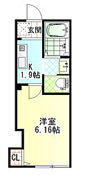 シエル蛍田 1階1Kの間取り