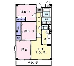 レインボーキャッスル 3LDKの間取図画像