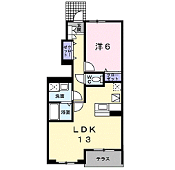 ラプスフェルト 1LDKの間取図画像