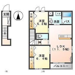 ルミナス飯泉 2LDKの間取図画像