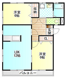 エクセル 2LDKの間取図画像