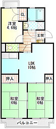 府川マンション 3LDKの間取図画像
