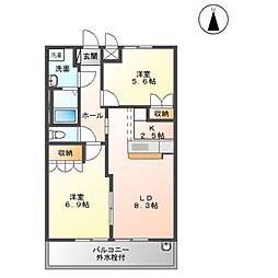 サンライズ・ガーデン 2LDKの間取図画像