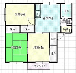 ダイアモンドメゾン富の中B 3DKの間取図画像