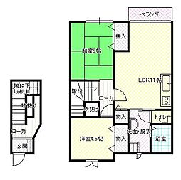 ラ・ポールフジA 2LDKの間取図画像