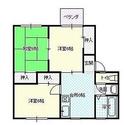 ダイヤモンドメゾン岩崎B 3DKの間取図画像