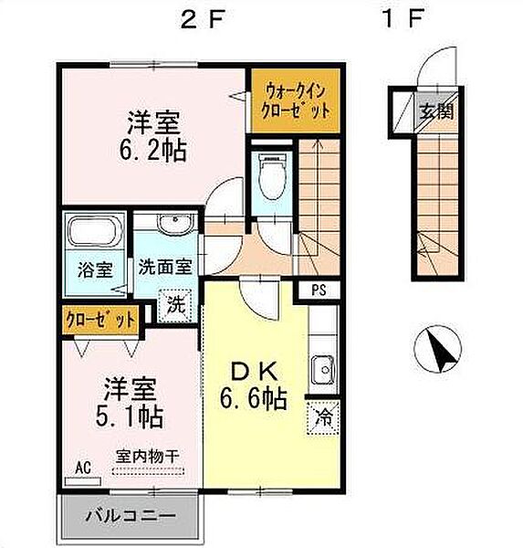 山形県山形市成沢西2丁目(賃貸アパート2DK・2階・49.17㎡)の写真 その2