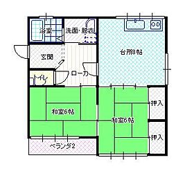 コーポ岡崎 2DKの間取図画像