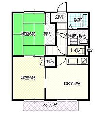 JR山形新幹線 山形駅 バス18分 日大山高前下車 徒歩10分の賃貸アパート 1階2DKの間取り