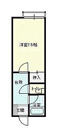 アイビーハイツ 1Kの間取図画像