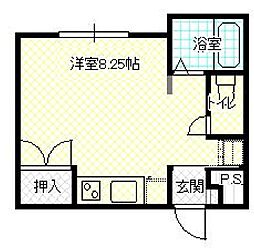 ふじハイツ六日町 ワンルームの間取図画像