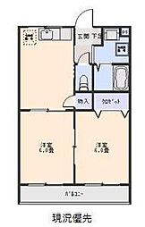 ライフステージサンスクエア上町 2DKの間取図画像