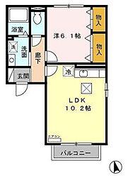 アスピラシオンB棟 1LDKの間取図画像