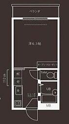 オクト・ベル 1Kの間取図画像