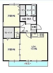セジュール白山 2LDKの間取図画像