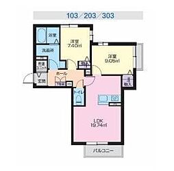 シャーメゾンイーフィールド 2LDKの間取図画像