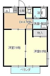 吉田コーポ 2Kの間取図画像