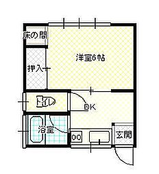 レジデンス美畑 1Kの間取図画像
