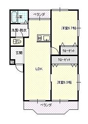 ドレッセ吉原 2LDKの間取図画像