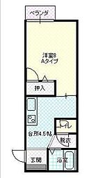 エスポワール鳥居 1Kの間取図画像