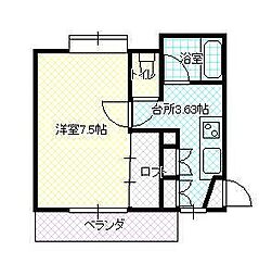 ぷらいべーと元木 1Kの間取図画像