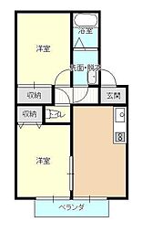 グランドカルテットC 2DKの間取図画像