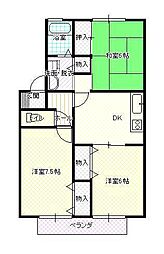 ハイカムールティエラA 3DKの間取図画像