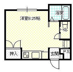 ふじハイツ六日町 ワンルームの間取図画像