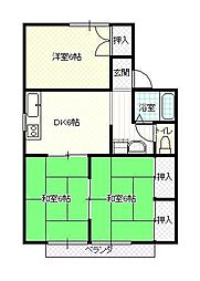 パレーシャル朝日 3DKの間取図画像