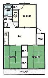 サンライズ・コーポ1 3DKの間取図画像