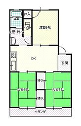 サンライズ・コーポ2 3DKの間取図画像