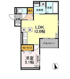 フタバテラス 1LDKの間取図画像