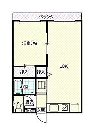ラビットハウス白山2 1LDKの間取図画像