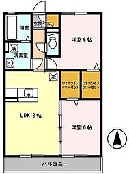 セレッソ花楯88 2LDKの間取図画像