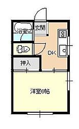 マルカンル・ボヌール 1Kの間取図画像