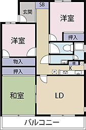 ベルシェ津田沼 3LDKの間取図画像