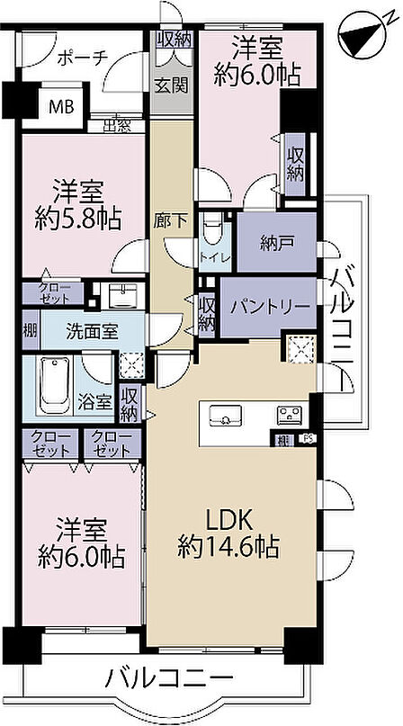 3LDK 間取り