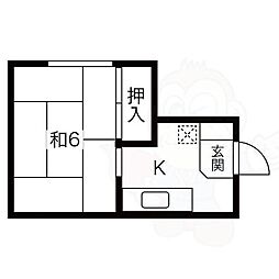 コスモスビル 4階1DKの間取り