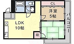 青杏ビル 2階2LDKの間取り
