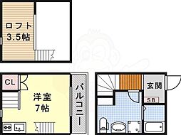 アースクエイク豊 1階1Kの間取り