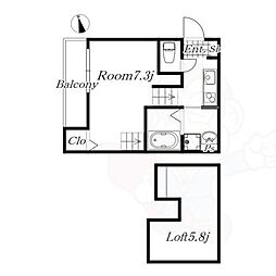 Park Side Fukiage 2階1Kの間取り