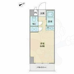 Vita六番町（旧ドール六番町） 8階ワンルームの間取り