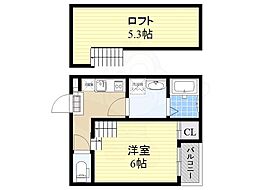 ディアコート鶴里 2階1Kの間取り