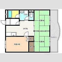 鳥山ハイツ 3DKの間取図画像