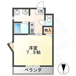 ドゥエル五軒家 2階1Kの間取り