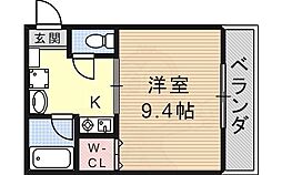 アベニュー野立 3階1Kの間取り